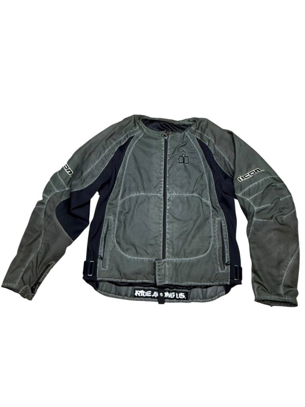 Icon Merc Asphalt Technologies Padded Motorcycle Jacket Black Gray Size Large